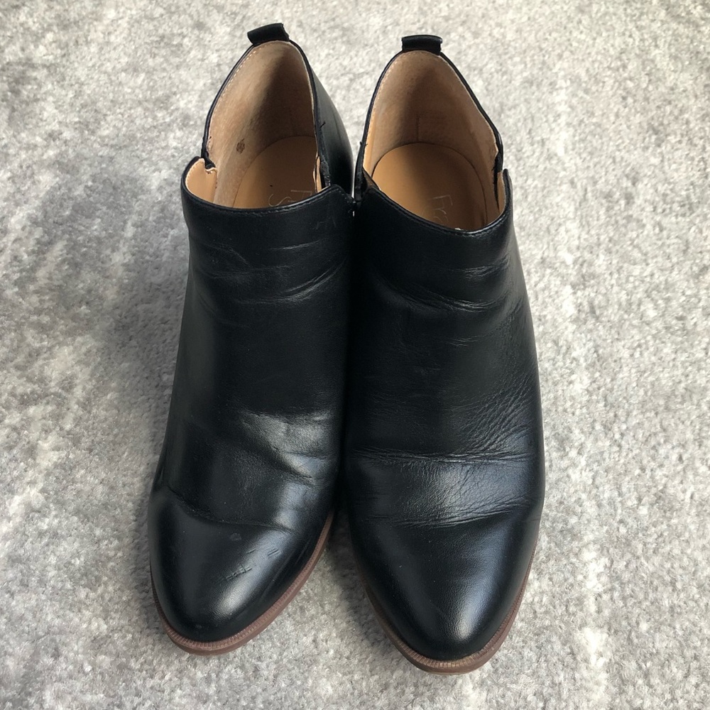 Black leather ankle booties